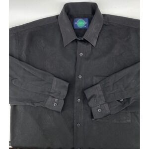 Vintage John Henry Button Shirt Mens Medium Black Textured Long Sleeve